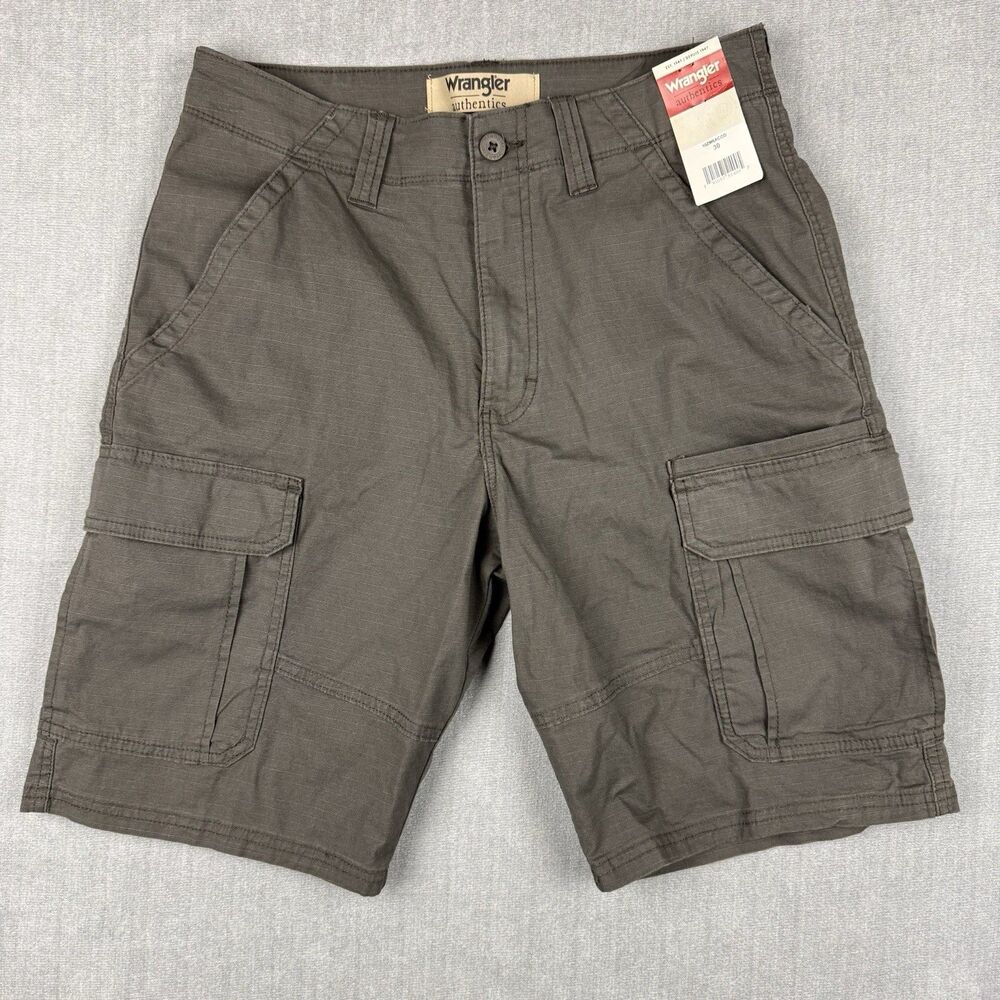 Wrangler Authentics Short Mens 30 Gray Relaxed Fit Stretch Cargo 9” Inseam New